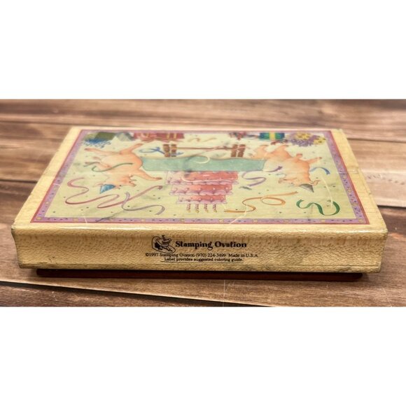 VERY RARE STAMPING OVATION 10001M HOGWILD PARTY BY KAREN BELL WOOD RUBBER STAMP - Picture 4 of 6